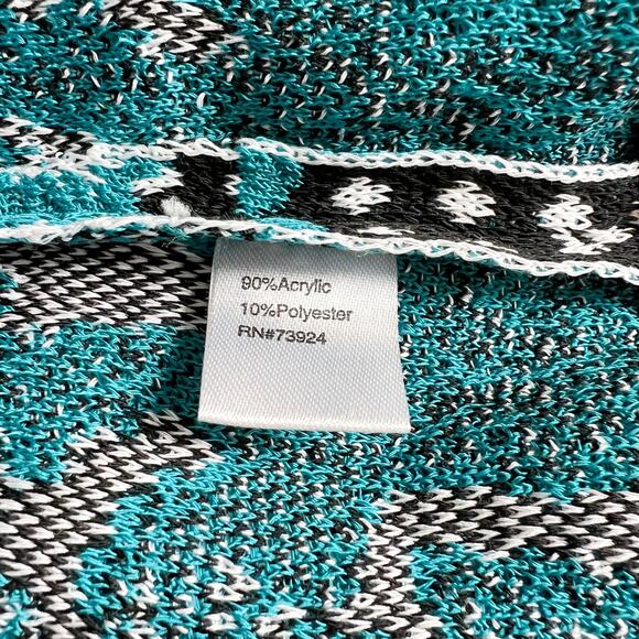 NEW Ming Wang | Blue Knit Black White 3/4 Sleeve Cardigan Work Jacket XS NWT - Picture 9 of 9